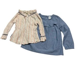 Long sleeve Shirts Peek stripe metallic top 2T , & Carter blue ruffle top 3T